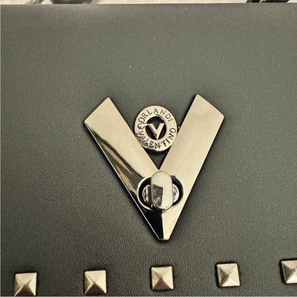 NWT Valentino Orlandi Black Crossbody Bag with Gunmetal Stud Accents - Picture 3 of 5